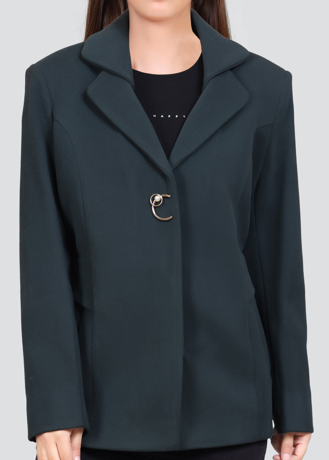 Women's Medium Coat with Double Round Brace Neck