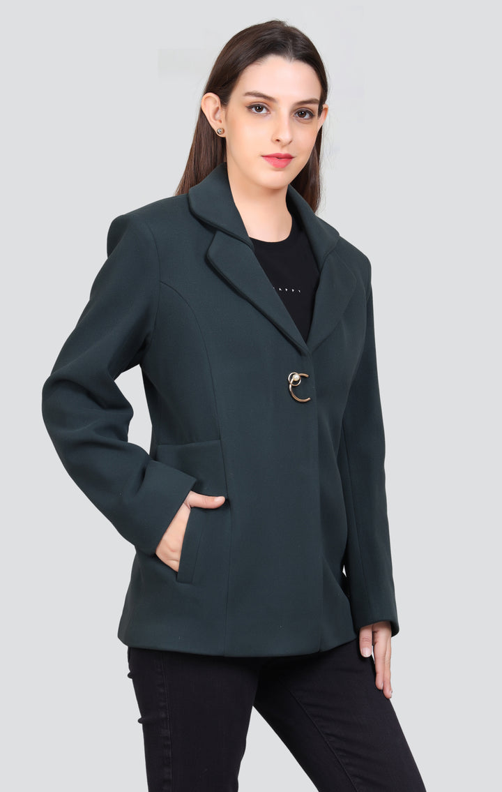 Women's Medium Coat with Double Round Brace Neck