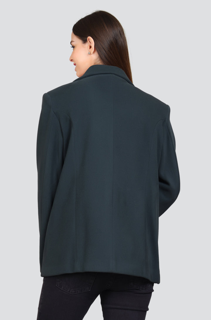 Women's Medium Coat with Double Round Brace Neck
